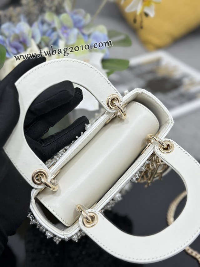 Dior专柜新款Lady女包迪奥顶级原单Lady三格刺绣碎钻珍珠手提包 djfk1146